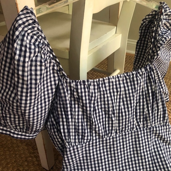 New w Tag: Anthropologie Puff Sleeve Gingham Dress. Size Large - Picture 5 of 11
